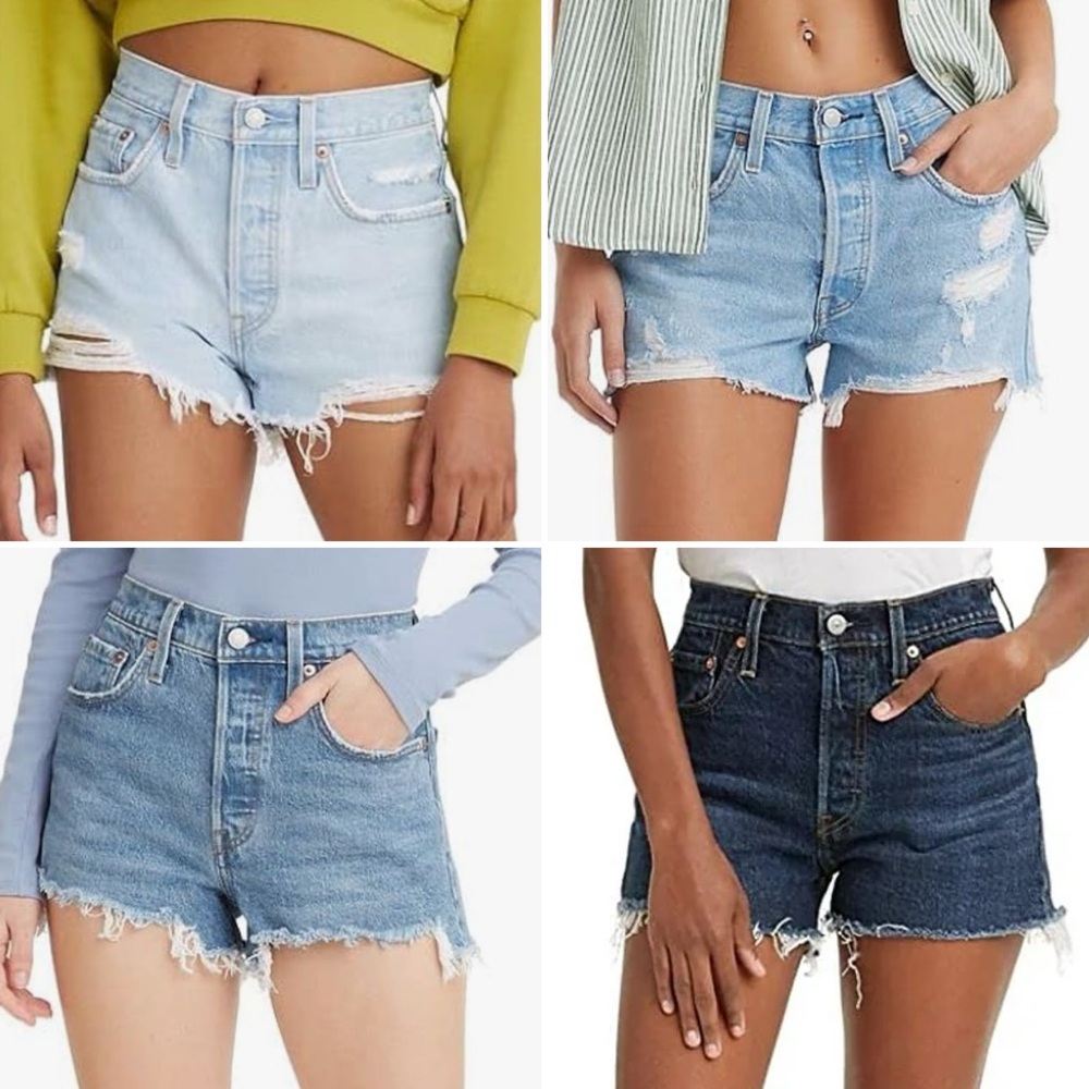 SET OF 4 Levi's 501 High Rise Denim Shorts Size 31 Light, Medium, Dark Washes